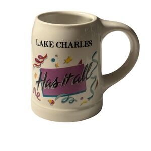 Lake Charles Has It All Louisiana Vintage Shot Glass Mug By Papel Hand Decorated